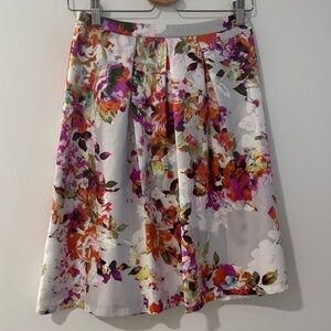 NWT The Limited Floral A-Line Skirt Pleated Satin XSmall